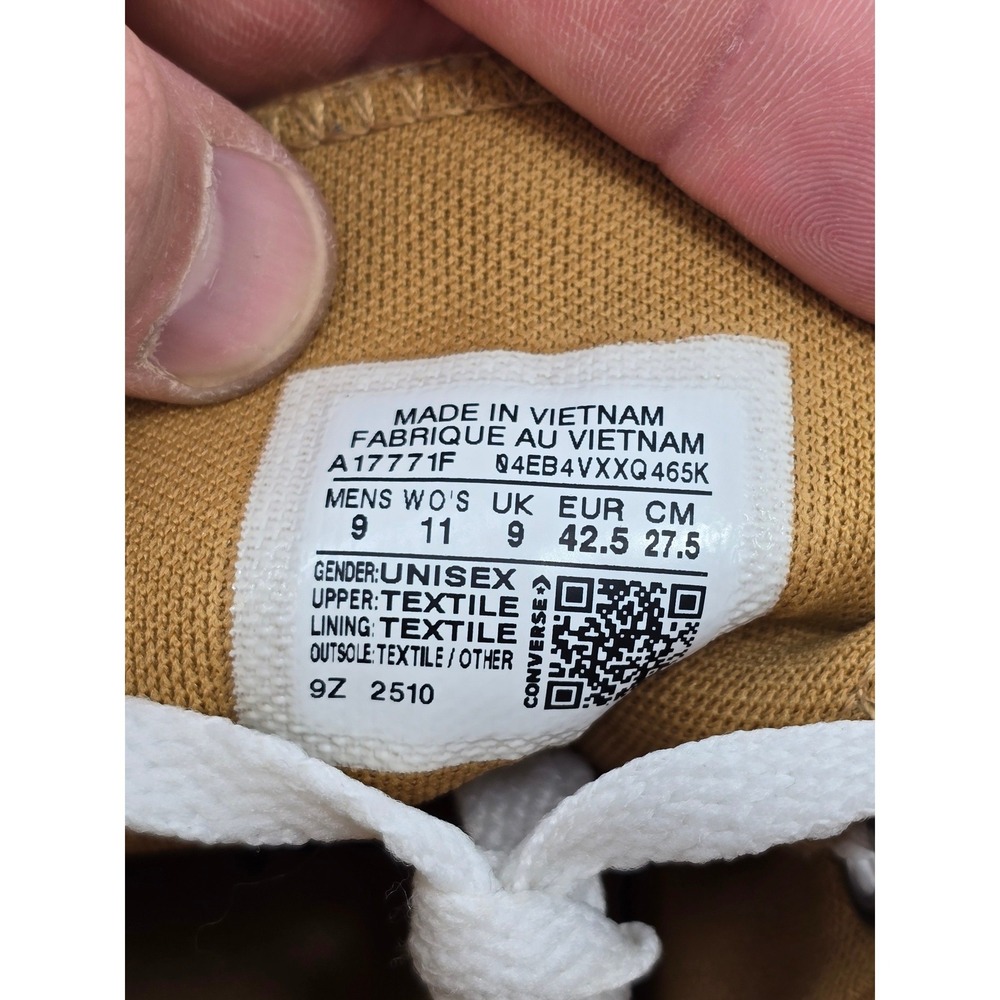Converse Chuck Taylor All Star High Top Mens 9 Womens 11 Gold Star - Excellent - Picture 6 of 11
